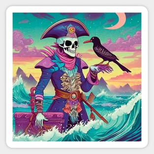 Skeleton Pirate with Bird Sticker